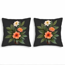 Set of 2 Decorative Throw Pillow Covers 18x18in - Floral Design