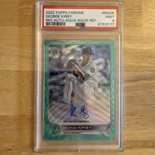 2022 Topps Chrome Rookie Aqua Wave Refractor /199 George Kirby #RA-GK Auto PSA 9