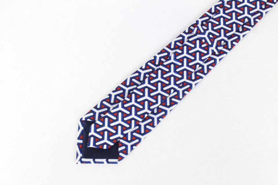SUITSUPPLY Men's Tie 148x8 cm Linen Cotton Blend Blue Knit Graphic Print Formal - Image 3 of 4
