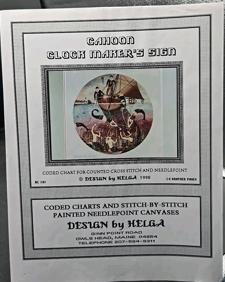 Vintage Design by Helga Counted Cross Stitch Pattern Cahoon Clock Makers Sign - Image 2 of 4
