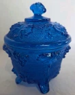 Vintage Jeanette Glass Cobalt Blue Footed Compote Dish