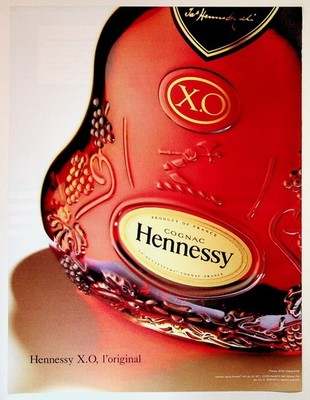 Hennessy X.O Cognac Bottle Vintage Magazine Ad Print Red Gold 2006 Bar Decor
