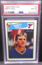 1988-89 BRETT HULL #66 ROOKIE PSA NM-MT 8 OPC HALL OF FAME Star KEY Hockey Card. rookie card picture