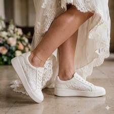 Naturalizer Womens Morrison 2.1 - White Lace Bridal Tennis Shoes Size 11 M