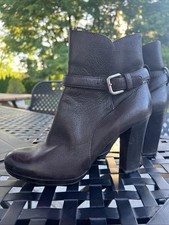 Womens Prada Brown Leather Ankle Boots with Buckle Detail size 8.5 8 1/2