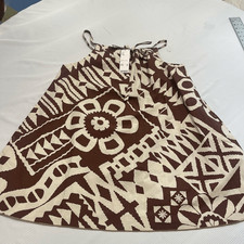 NWT BDG Urban Outfitters Eva Printed Brown Mini Shift Dress Size Small New