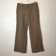 Junya Watanabe Comme Des Garcons Plaid Brown Straight Wide Crop Wool Pant Small