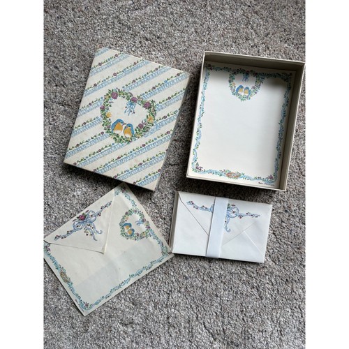 Vintage 90s Love Birds Stationery Box Set Incomplete Cottagecore 1991 Bluebirds