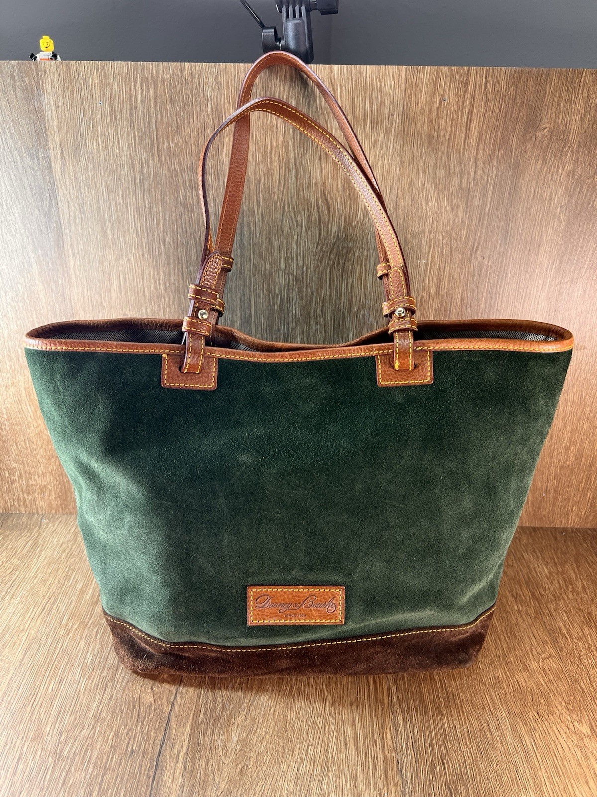 Dooney & Bourke Vintage Y2K Suede Tote Green Chocolate Shoulder Bag