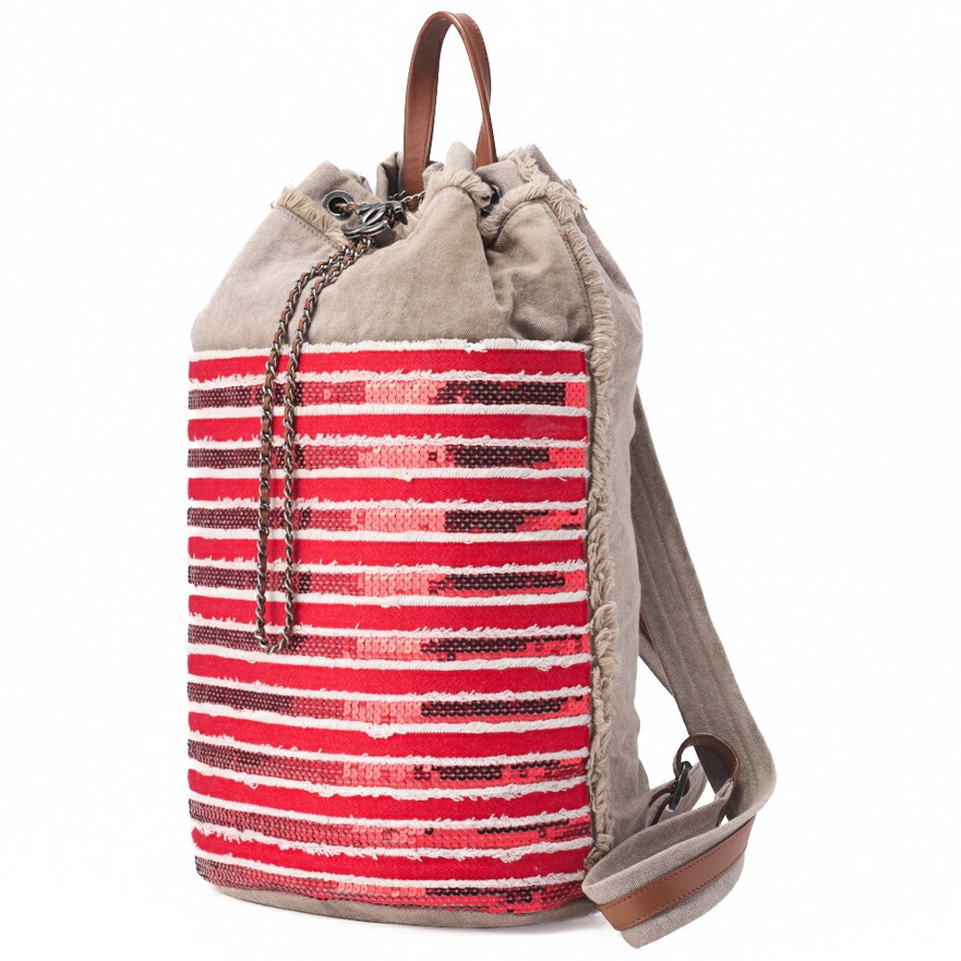 CHANEL Border Coco Charm Sequin Drawstring Backpa… - image 2