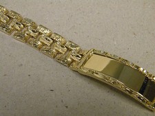 Men's Yellow Gold Plated Presidential Link Smooth ID Bracelet 9in Long 13mm Wide