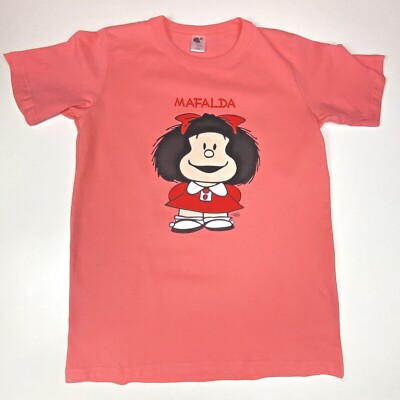 Mafalda Comic Rare Pink Junior's Tee Shirt in Quino Original Tag w