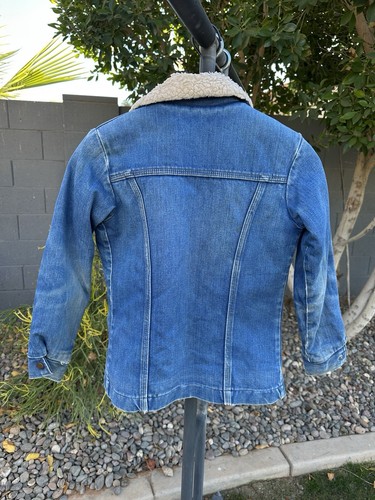 VINTAGE Wrangler Rainbow Tag Kid Denim Trucker Sherpa Chore Barn Jean Jacket 12 - Picture 11 of 24