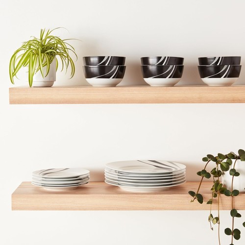 18-Piece Kitchen Dinnerware Set, Plates, Dishes, Bowls, Service for 6, Swirl - Picture 3 of 8