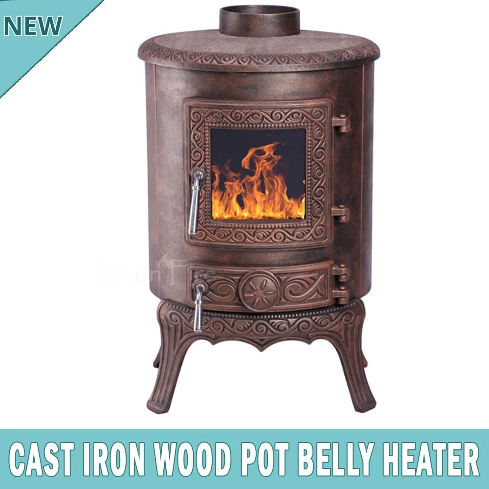 NEW 8KW Cast Iron Wood Pot Belly Heater Slow Combustion Heat UpTo 12 Square  | eBay