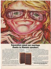 Vintage Print Ad Marantz Speakers Separation Saved Our Marriage Dec 1974 11"x8"