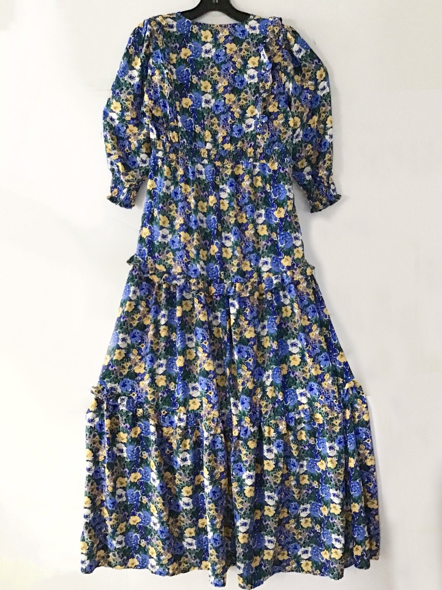 Code X Mode Multicolor Blue Yellow Floral V Neck Maxi Dress M NWT | eBay Code X Mode Multicolor Blue Yellow Floral V Neck Maxi Dress M NWT | eBay