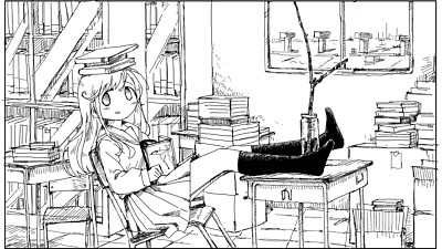 Anime artwork girls monochrome school Playmat Game Mat Desk