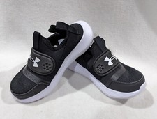 Under Armour UA BPS Runplay Black/White Slip On Boy's Sneakers - Size 11K NWB