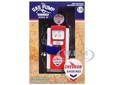 1948 WAYNE 100-A GAS PUMP "CHEVRON" RED & WHITE 1/18 MODEL BY GREENLIGHT 14160 A