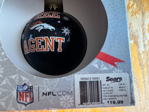 3 Vintage Denver Broncos Glass Christmas Ornaments, Boxed, from Sears, 3 Colors - Picture 8 of 8