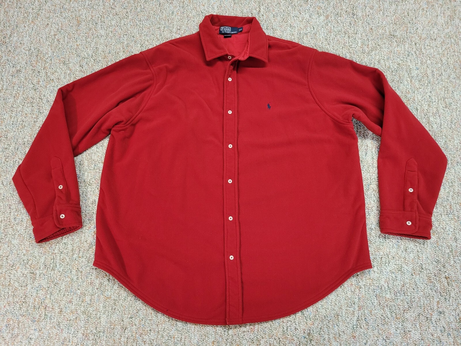 Polo Ralph Lauren camicia uomo 2XL rosso pile bottoni morbido shacket pony XXL