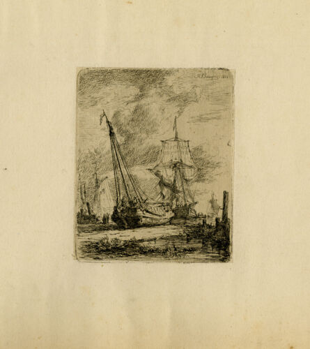 Antique Master Print-LANDSCAPE-MARINE-LOW TIDE-Schaeffels-1862 - Picture 1 of 1