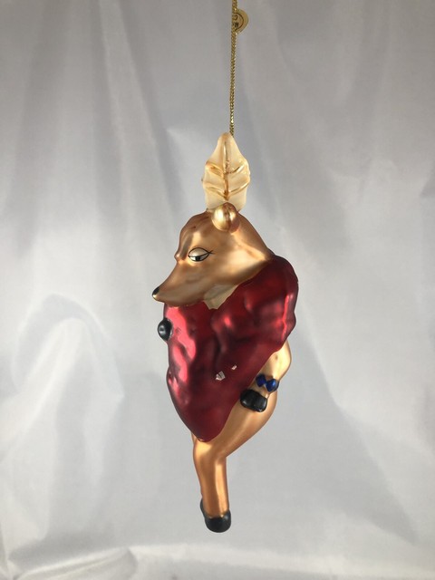 Pottery Barn Vixen Reindeer Blown Glass Christmas Ornament Retired
