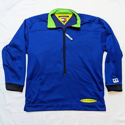Vintage 90s Tommy Hilfiger Jeans Sport 1/2 Zip Pullover Neon Jacket XL 