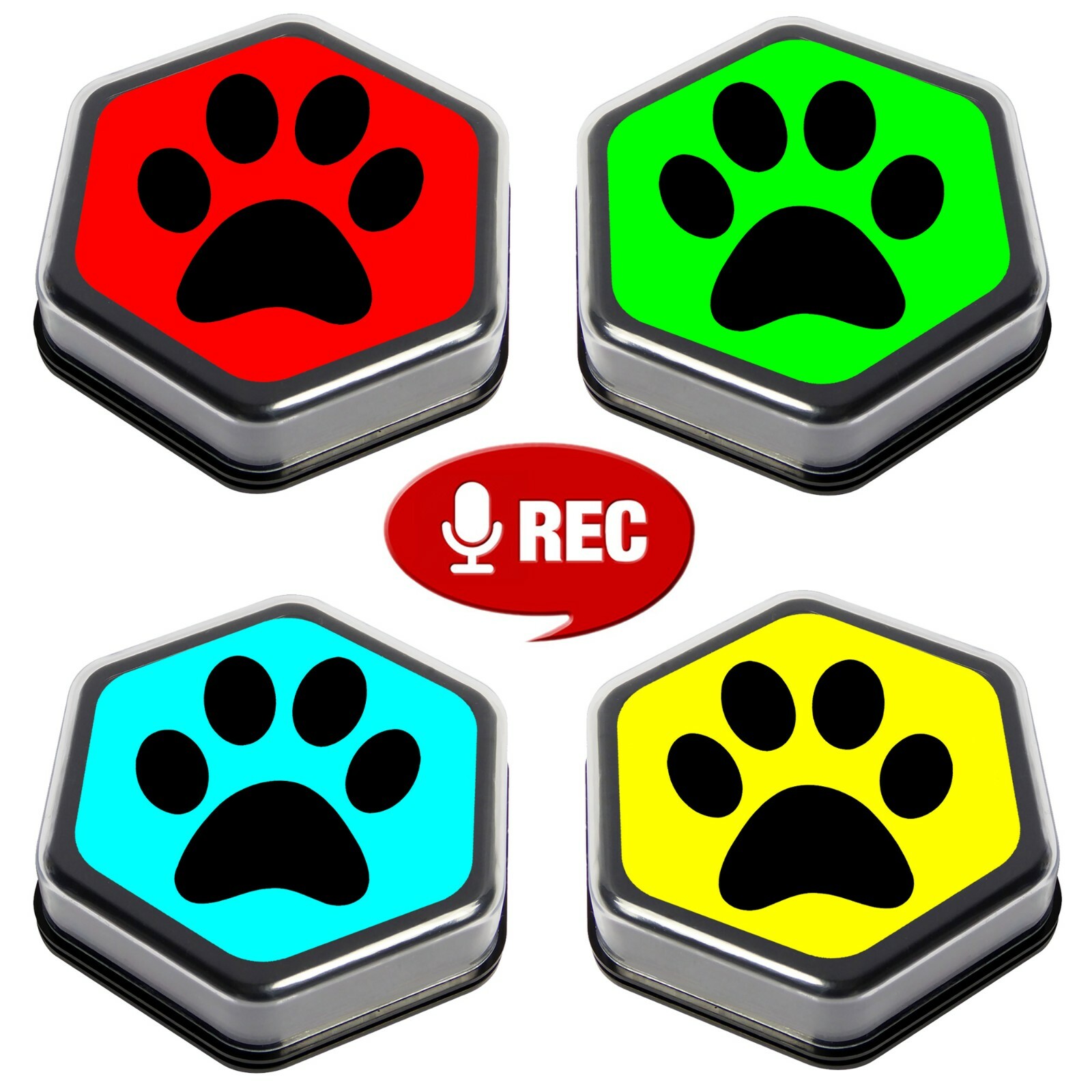 Recordable Talking Sound Buttons for Dogs and Cats Training, 80 Secs, Pack of 4
