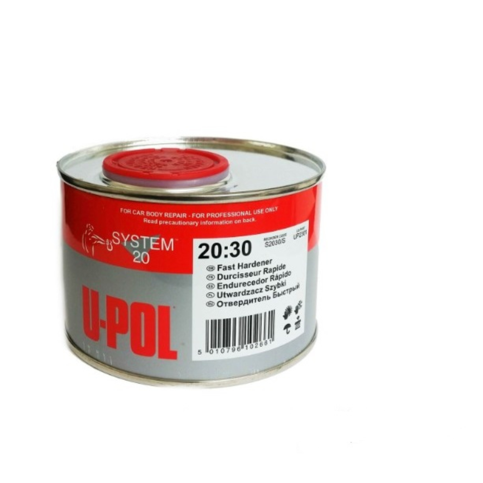 U-Pol Fast Hardener Paints Activator Primers Clearcoats Water Clear 330mL Tin