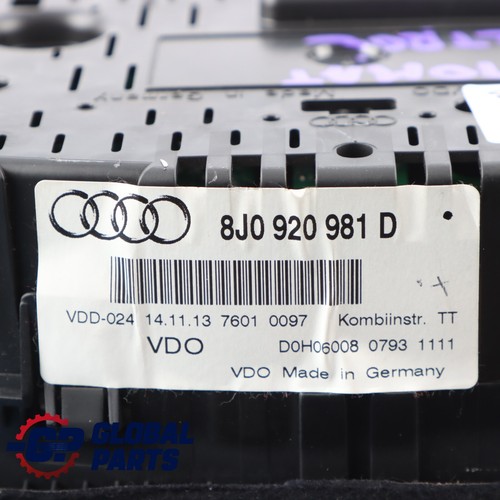 Cuadro de instrumentos de gasolina velocímetro relojes automáticos Audi TTS 8J 8J0920981D - Imagen 11 de 11