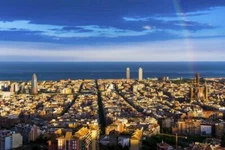 BARCELONA SPAIN SKYLINE GLOSSY POSTER PICTURE PHOTO PRINT iberian espana 3516