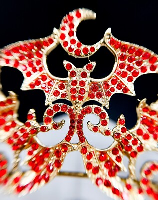 Vampire Bat Crown, Gold crystal crown, Witch crown, Evil queen crown, Goth crown Vampire Bat Crown, Gold crystal crown, Witch crown, Evil  main image 3