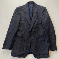 Vtg Guy Laroche 38R Blue Herringbone Fleck Tweed Blazer Sport Coat Suit Jacket