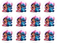 Set of 12 Lilo & Stitch edible paper cupcake cookie toppers PRE CUT choose size