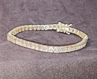 Fz Tennis Bracelet Open Back & Sides 7" Sterling Silver Cubic Zirconia Signed Cn