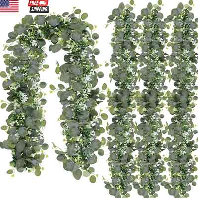 Artificial Eucalyptus Garland, 6 ft Faux Silk Eucalyptus Leaves Vines Handmade G