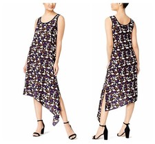ANNE KLEIN CHIC FLORAL PRINT ASYMMETRICAL MIDI DRESS Sz M NWT   100