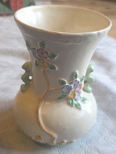 Old ©1930s Crown Devon Vase. Floral pattern. Art Deco (80)