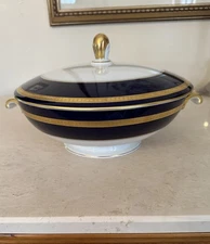 ROSENTHAL COBALT BLUE & GOLD EMINENCE TUREEN LARGE COVERED VEG BOWL 5107