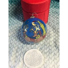 Pier 1 Li Bien Ornament 2006 City Santa Hand Painted Inside Glass Reindeer Scene