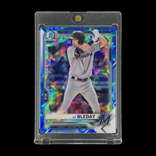 JJ BLEDAY ROOKIE BLUE CRACKED ICE REFRACTOR CARD 2021 Bowman Sapphire - Reds. rookie card picture
