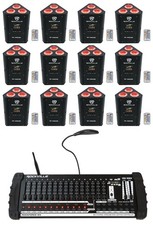  12 Rockville RF WEDGE BLACK RGBWA UV Wireless DMX Up Lights 384 Ch. Controller
