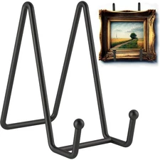 6 Inch Black Iron Plate Stands 2 Pack Metal Display Easel for Pictures Photos