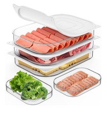 Stackable Clear Rectangular Plastic Food Containers 4pc 1.45L White Snap Lids