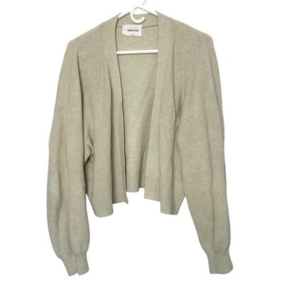 Aritzia Wilfred Free Unwind Cardigan Large Cream cropped Merino Wool Cotton
