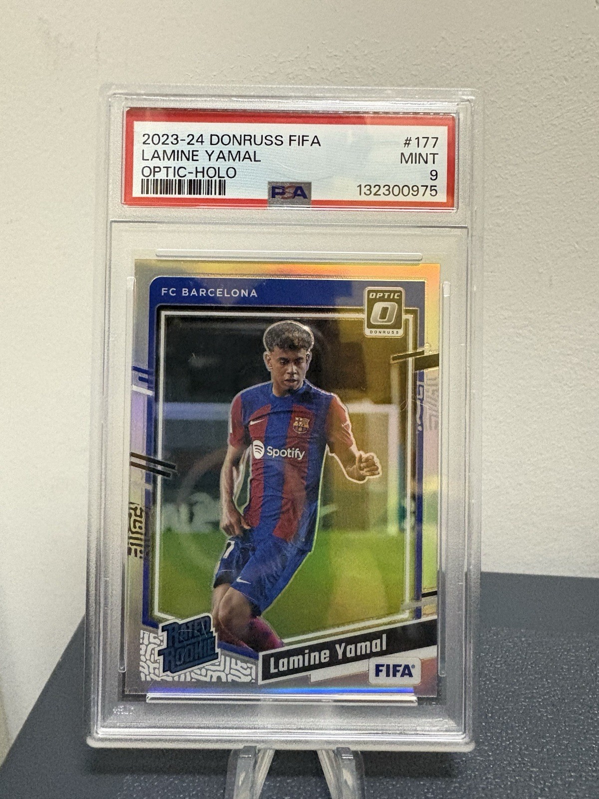 2023-24 Donruss FIFA Lamine Yamal Optic Holo Prizm Rated Rookie RC #177 PSA 9