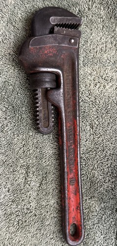 Vintage Ridgid 10" Pipe Wrench Heavy Duty Steel Made in USA - Picture 5 of 8