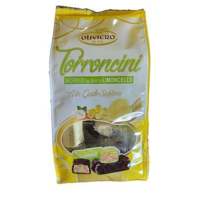 Oliviero Torroncini ~ Nougat Soft with a Limoncello Taste Almonds Dark Chocolate